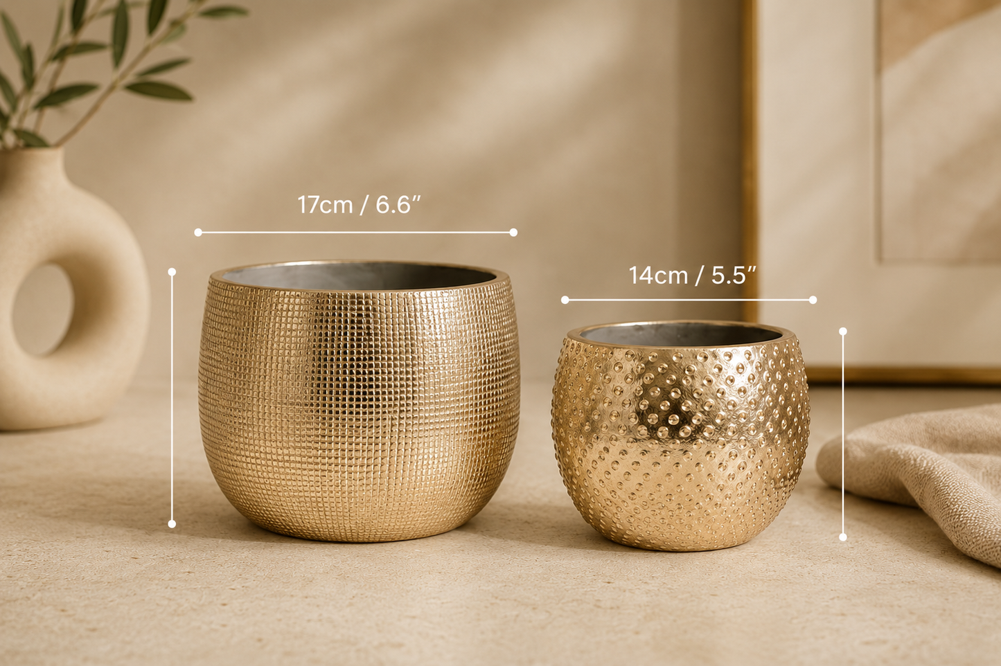 Bali Gold Textured Planter Set