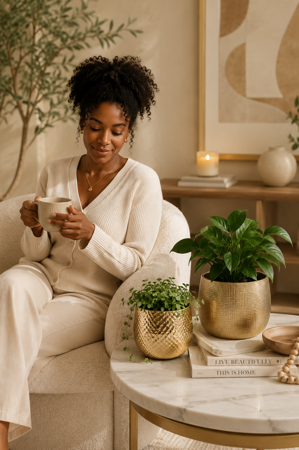Bali Gold Textured Planter Set