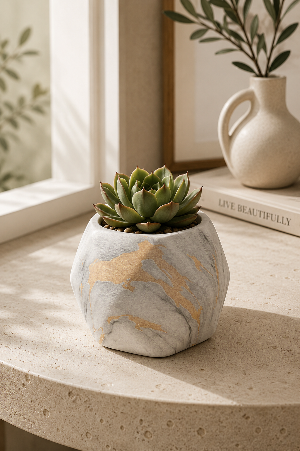 Ceramic Self-Watering Succulent Planter Pot