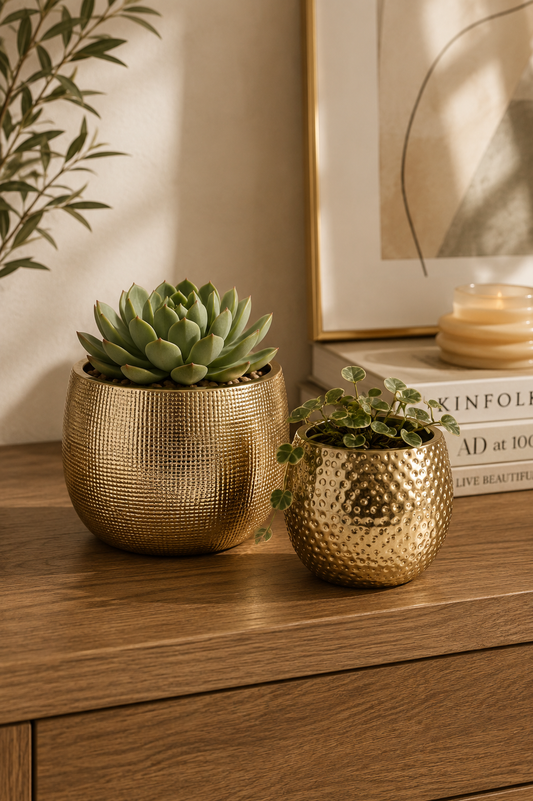 Bali Gold Textured Planter Set